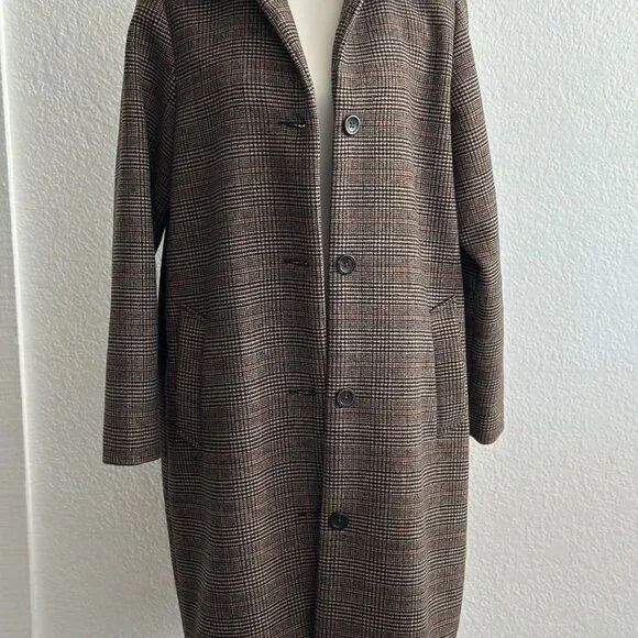 Abercrombie & Fitch Plaid Wool Blend Coat Size Large - Picture 2 of 7
